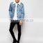 Mens Jacket Sherpa Fleece Denim Jeans Cotton Collared Button Casual denim jacket(LOTJ180)