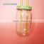 drinkware transparent glass table beer jar with 2 pieces of straws