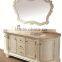 Luxury Imperial Handmade Solid Wood Golden Bathroom Cabinet with Double Sinks and Gilt Framed Mirror BF12-05194c