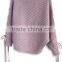 Purple Women Asymmetric Lace-up Shoulder Sweater(DQE0030TS)