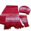 Various design Jacquard fashion winter knitted scarf hat glove sets