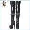 Party Fancy Dress Sexy Women Black PU Leather High Heel Boots HPC-1866