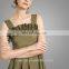 Army Green High Quality Sleeveless Dress Beautiful Pleated Design Dress for Girls
