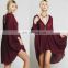 High quality raw hem cotton gauze dress fashion high low tunic dress