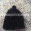 Knitted mink beanie fur tuque hat for women