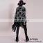Autumn And Winter Knit Black/White Poncho With Long Tassel