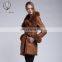 Luxury Fox Fur Trimmed Sheepskin Fur Garment Winter Fox Fur Hood Fur Jacket Bonjovi Original Design DOUBLE FACE Fur Coat