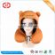 Neck pillow with hat soft travel stuffed with hoody gift