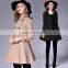 2016 new design fashion autumn standing collar long sleeves show thin A-line plain woolen coat