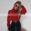 Winter Fashion Women Casual Turtleneck Pure Color Knitted Crop Top Sweater
