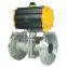 DKV DN80 3 inch 2 Way Double Flange Type Remote Operated Stainless Steel Pneumatic Actuated Ball Valve