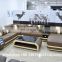 China modern designs LED lights living room genuine leather sofa set light grey sectional lounge sofa bed