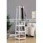 Furniture Vassen Coat Rack With 3-Tier Storage Shelves, White Finish