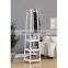 Furniture Vassen Coat Rack with 3-Tier Storage Shelves, White Finish