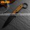 All black blade stainless steel straight knife high quality G10 non-slip handle keychain hunting knife