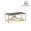 Tiptop living room Furniture modern Clear Glass Top Coffee Table with Brushed Stainless Steel Base