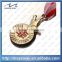 souvenir cusom epoxy doming crown gold ribbon medallion