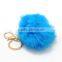 <<<2016 New Design Cute Rabbit Fur Ball Charm Chain Colorful Unisex For Car Key Ring or Bag Pom Pom Keychain/