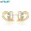 Love Heart Design White Eternal CZ Silver Jewelry Stud Earrings