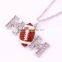 Mother's Day Gift Zinc Alloy Crystal MOM Football Necklace