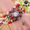 Fashion vintage wood handmade beaded watches with leaf pendant
