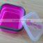Collapsible Silicone Lunch Container with built-in 3-in-1 utensil in lid