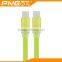 Newest noodle flat micro usb cable colorful multi cable type c to type c