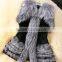 factory price koreal style long silver fox fur trim rabbit fur vest