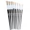 Factory Wholesale Price 9Peice Black Long Wood Handle Round Bristle Hair Artist Acrylic Oil Painting Brush For Drawing