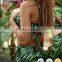 Women's fashion strap bandeau nylon spandex bikini in nice palm print.