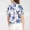 Soft floral printed crop t shirt, all over printing top for women