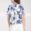 Soft Floral Printed Crop t Shirt, All Over Printing Top for Women