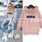 2016 high quality cute pink thermal L XL XXXXL winter printing hoodies