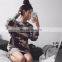Europe And America Round Collar Long Sleeve Camouflage One-Piece Dress Sweater