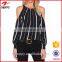 Fashion Cutting Chiffon Blouse Design Black Withe Stripe Cold Shoulder Lady Blouse