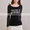 2017 Autumn Latest Style Women Slim Fit Long Sleeve Cotton New Design Printing T-Shirt