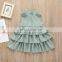Summer European and American children's girls' trendy fan solid color chiffon sleeveless dress children's skirt
