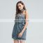 TWOTWINSTYLE Patchwork Denim Dress For Women Lapel Long Sleeve One Off Shoulder Hollow Out Blue Mini