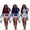 New Personality Elegant Fashion Tops Women O Neck Patchwork Long Sleeve Hoodie Casual Ruffles Loose Empire Waist Sweatshirt