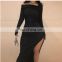 2021 AliExpress Europe and the United States new strapless split Slim slimming buttocks long-sleeved solid color dress