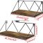Floating wall shelves set of 2  with metal brackets for bedroomm bathroom living room kitchen and office