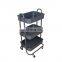 K&B wholesale multifunction iron detachable 3 tier storage trolley cart with wheels