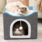 Meow Love High Quality Foldable Cat Scratcher House Covered Kitty Cave Beds Cute Modern Cat Condo for Indoor Cube House