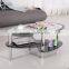 Fancy oval bent glass coffee table