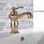 Long Spout Rose Golden Hot and Cold Wash Basin Faucets BNF032D