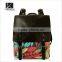 Best selling beautiful image flower printing leather strap backpack bag