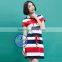 Custom wholesale fashion auto strip girls casual hooded dress with pocket