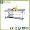 Square tube work table with backsplash kitchen fish cleaning stainless steel worktable