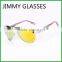 JMP614 Colorful Wood Temple Sunglasses Aviator Metal Frame with Blue Mirror UV400 Lens