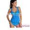 Dear Lover New Design Cheap Price Sexy Blue Splice Striped Halter Swim Wear Bikini
